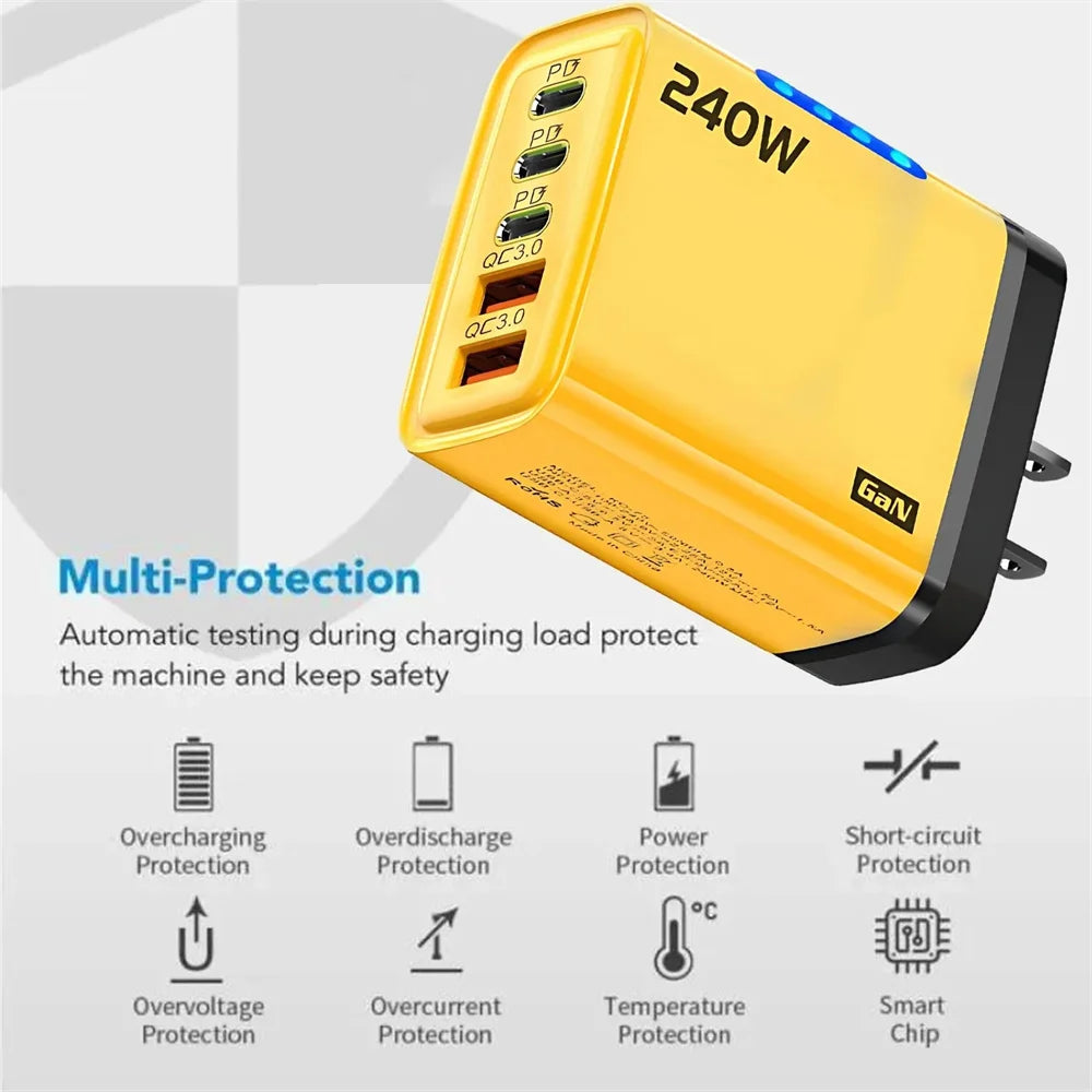 240W GaN 5-in-1 USB-C Fast Charger