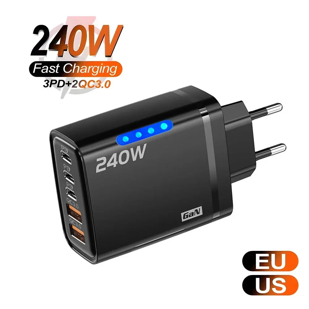 240W GaN 5-in-1 USB-C Fast Charger