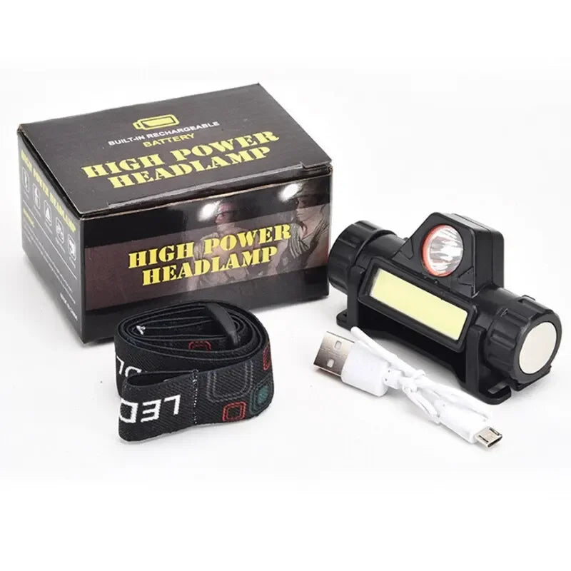 Rechargeable COB LED Waterproof Headlamp